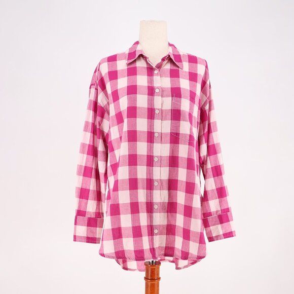 MAEVE ANTHROPOLOGIE The Bennet Buttondown Shirt Oversized Buffalo Check Size S - Picture 3 of 8